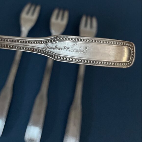 Stainless By Salem 1776 Pattern Cocktail Seafood Forks Set of 4 Flatware Beaded - Picture 5 of 6